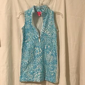 Lilly Pulitzer Turquoise and White Patterned Top